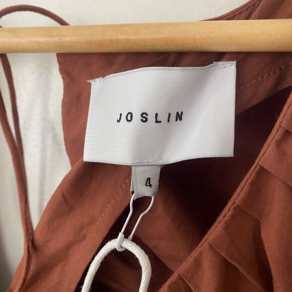 NWT Joslin {size XXS} Sakura Cotton Button Midi Dress Earth - Picture 5 of 11